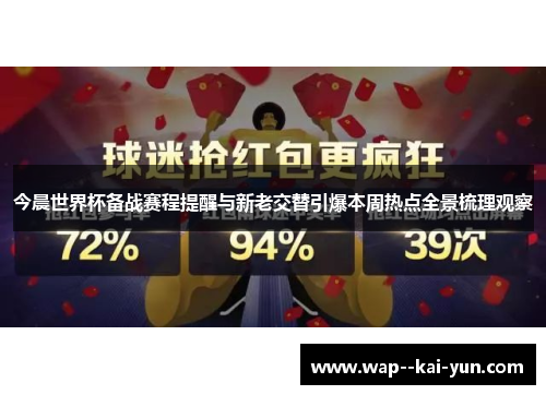 今晨世界杯备战赛程提醒与新老交替引爆本周热点全景梳理观察 今晨世界杯备战赛程提醒与新老交替引爆本周热点全景梳理观察